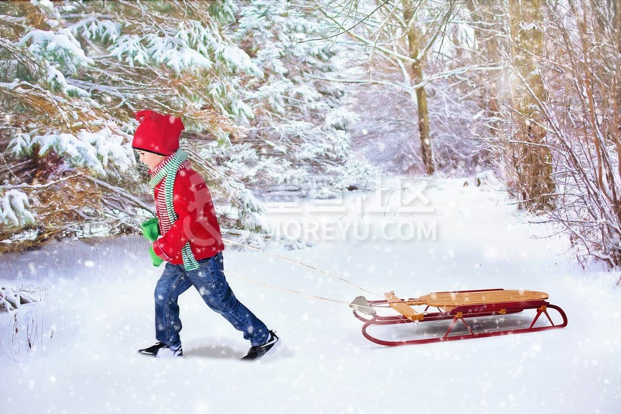 winter background, christmas background, sled